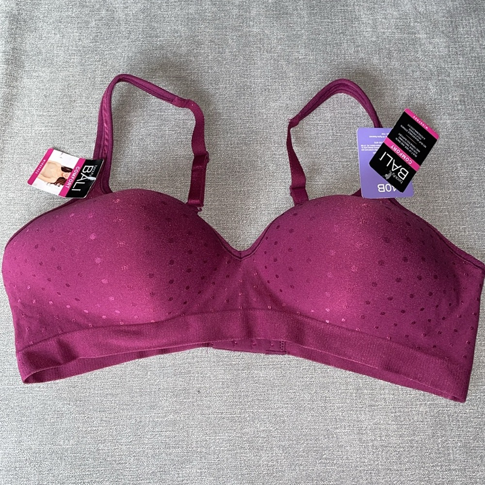 Beauty by Bali Polka Dot Purple Wirefree Comfort Bra - Picture 6 of 8